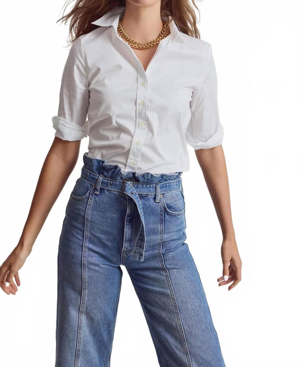 NEW THE SHIRT the quarter sleeve essentials icon shirt in white